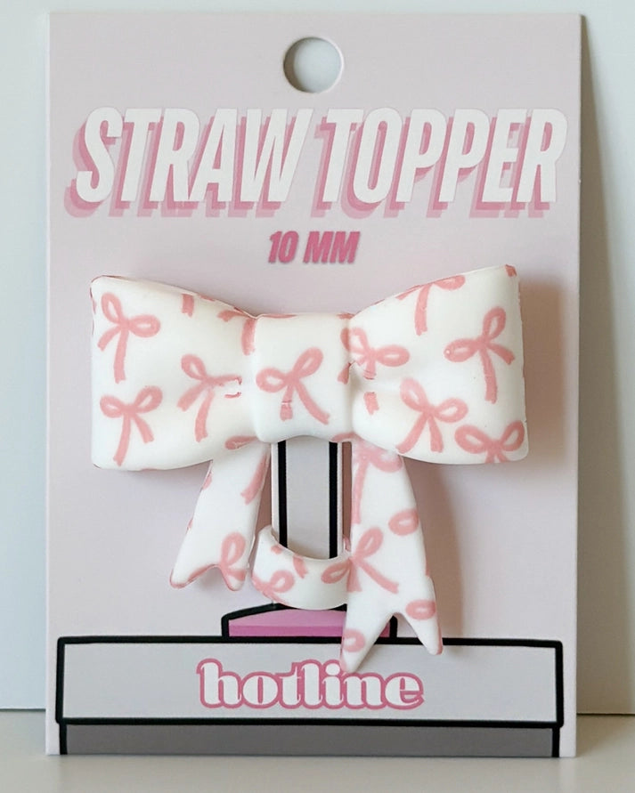 Pink Bow Straw Topper
