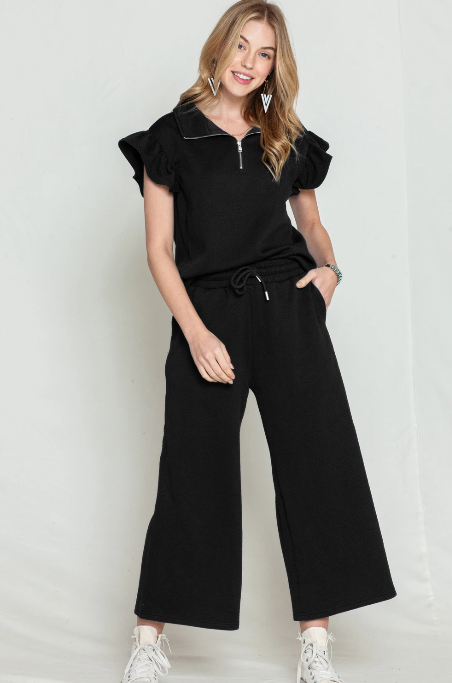 Black Textured Lounge Pant