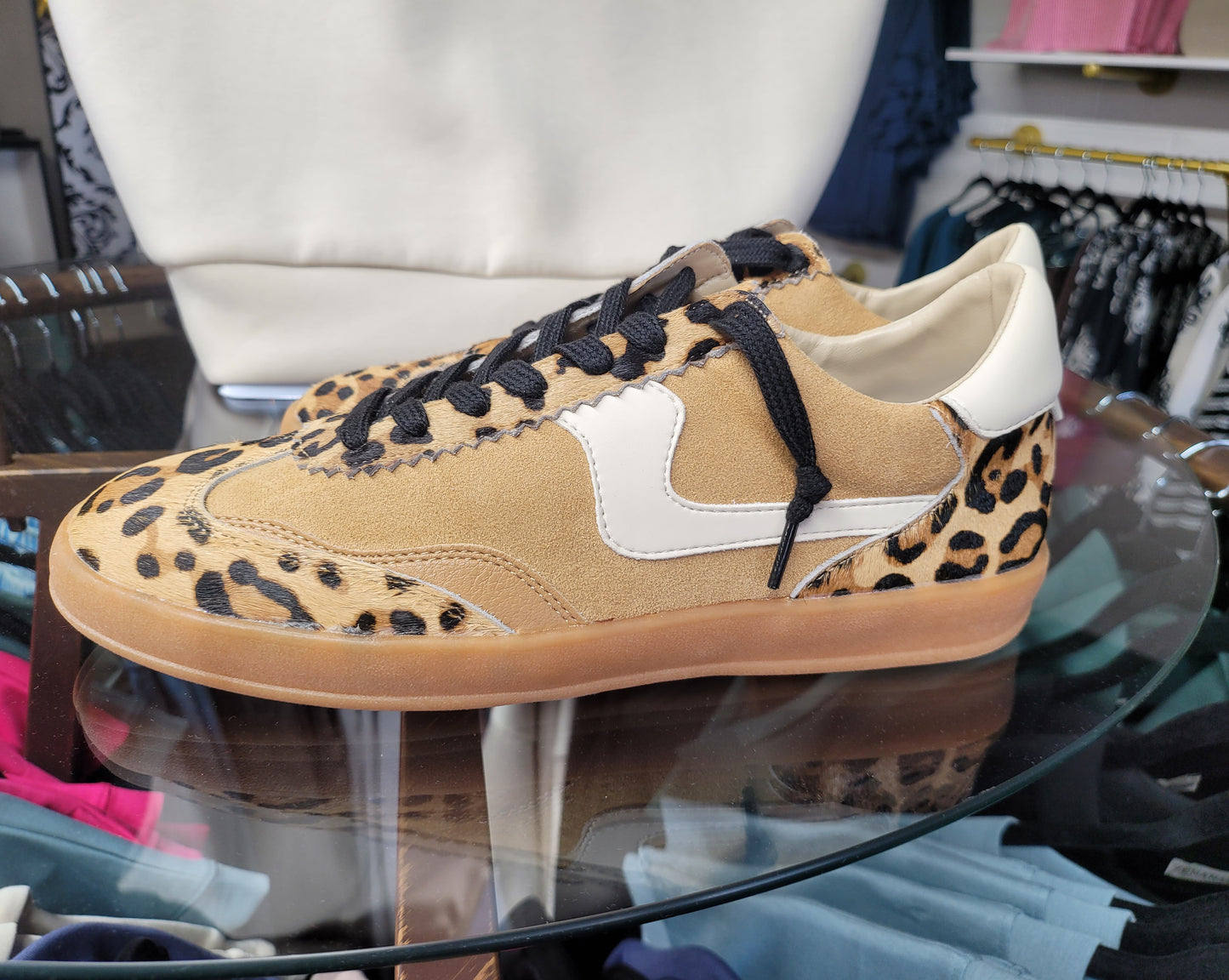 Mi.iM Leopard Leather Lace-Up Sneakers