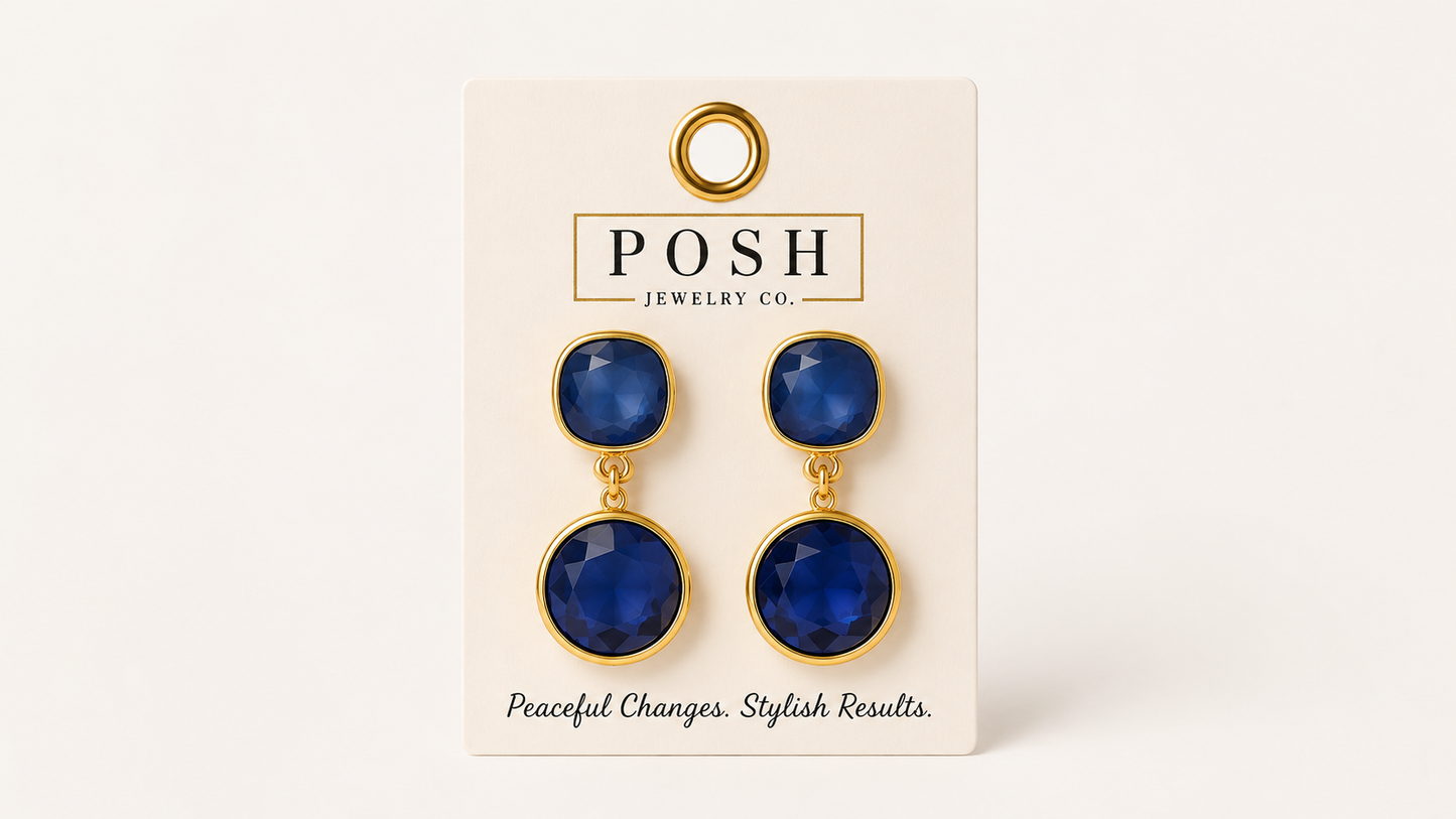 Blue Bling Dangle Earrings