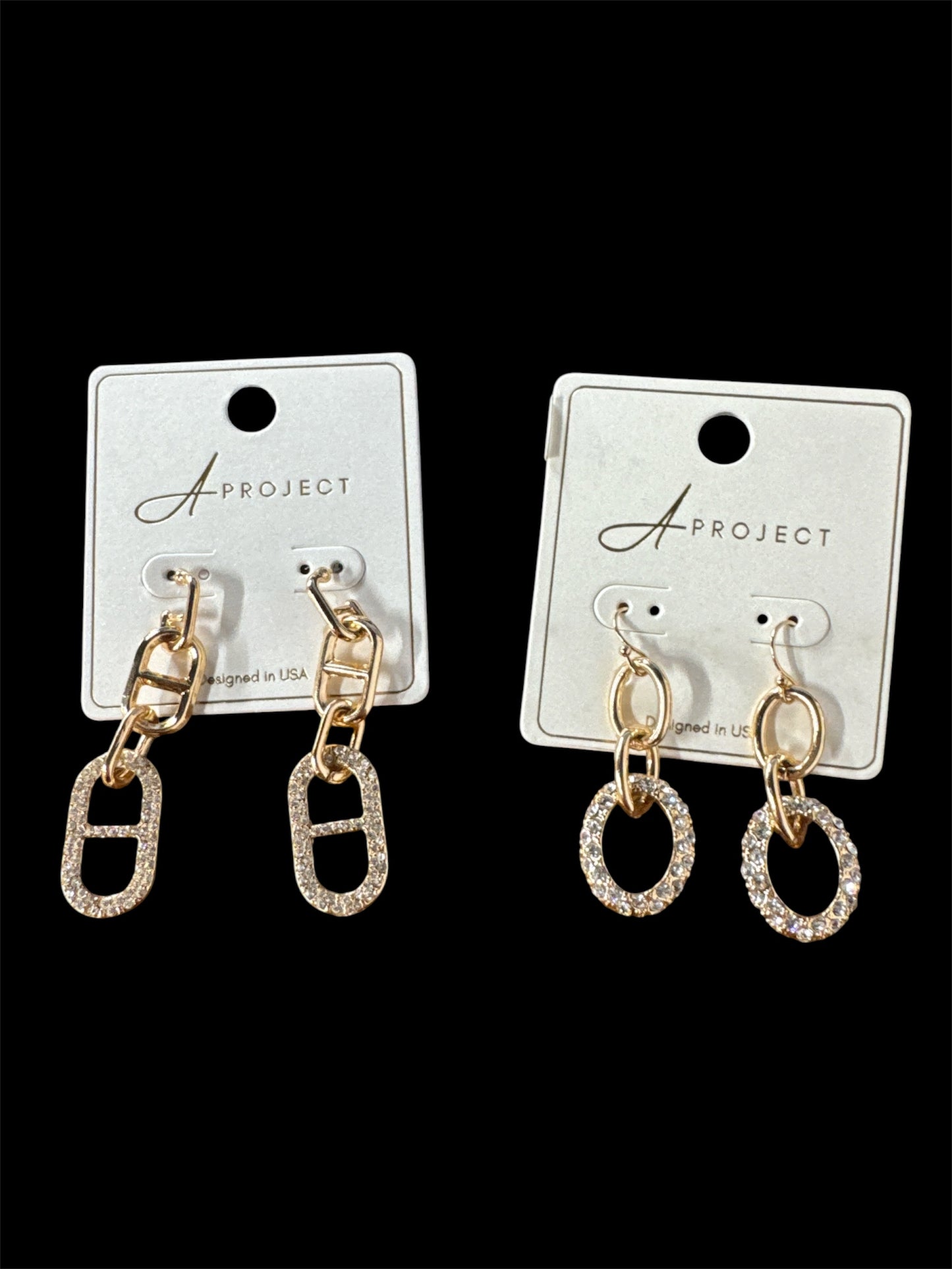 Gold Dangle Round Embellished Earrings