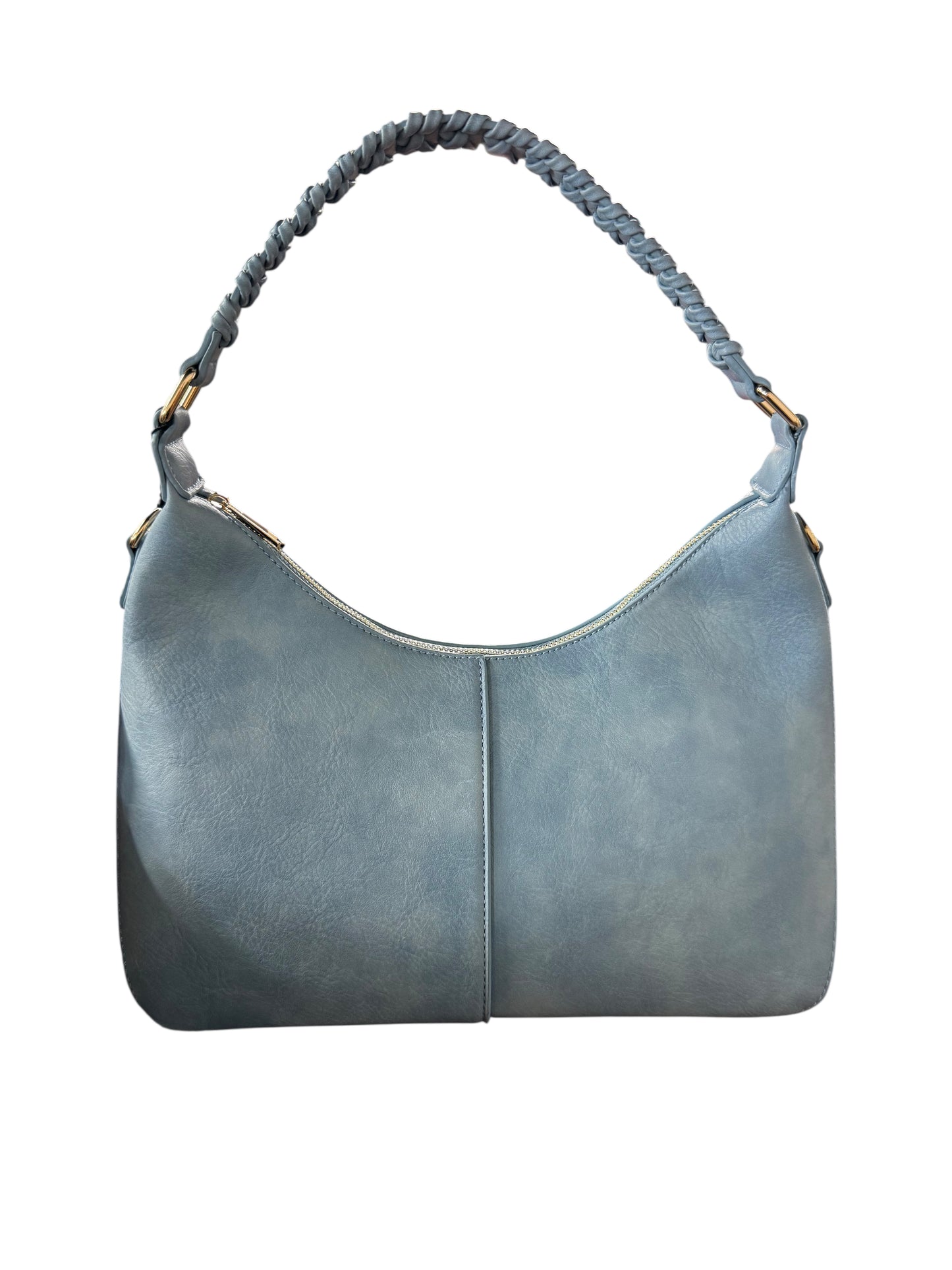 Blue Purse with Braided Handle