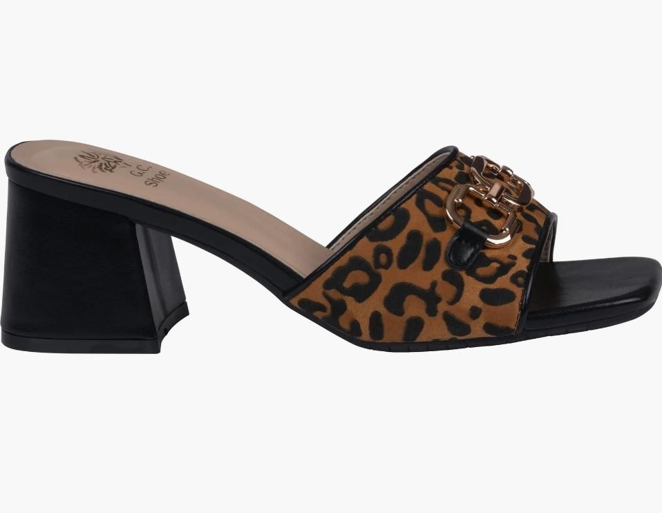 Leopard Block Heel Sandal