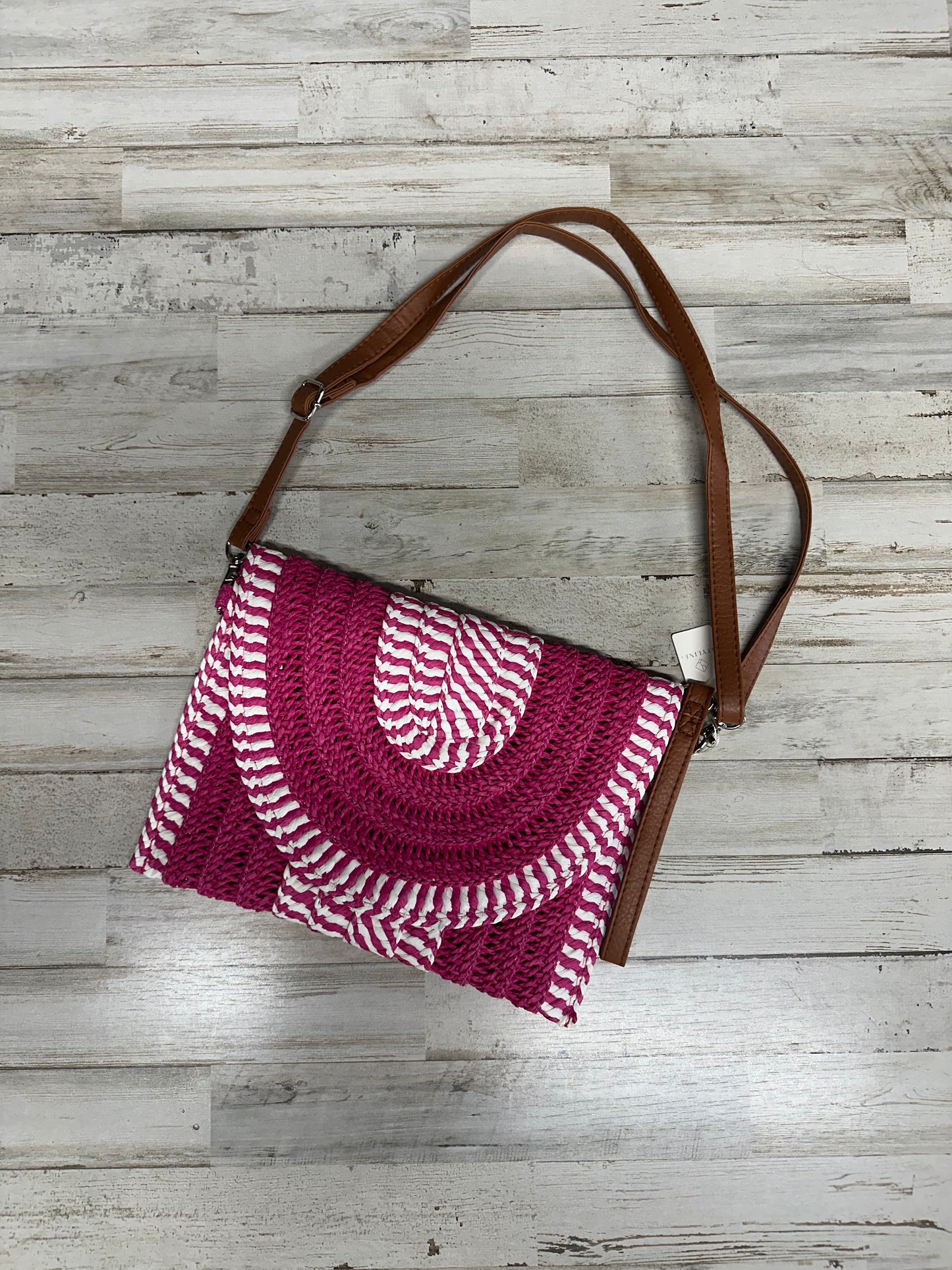 Pink & White Straw Purse