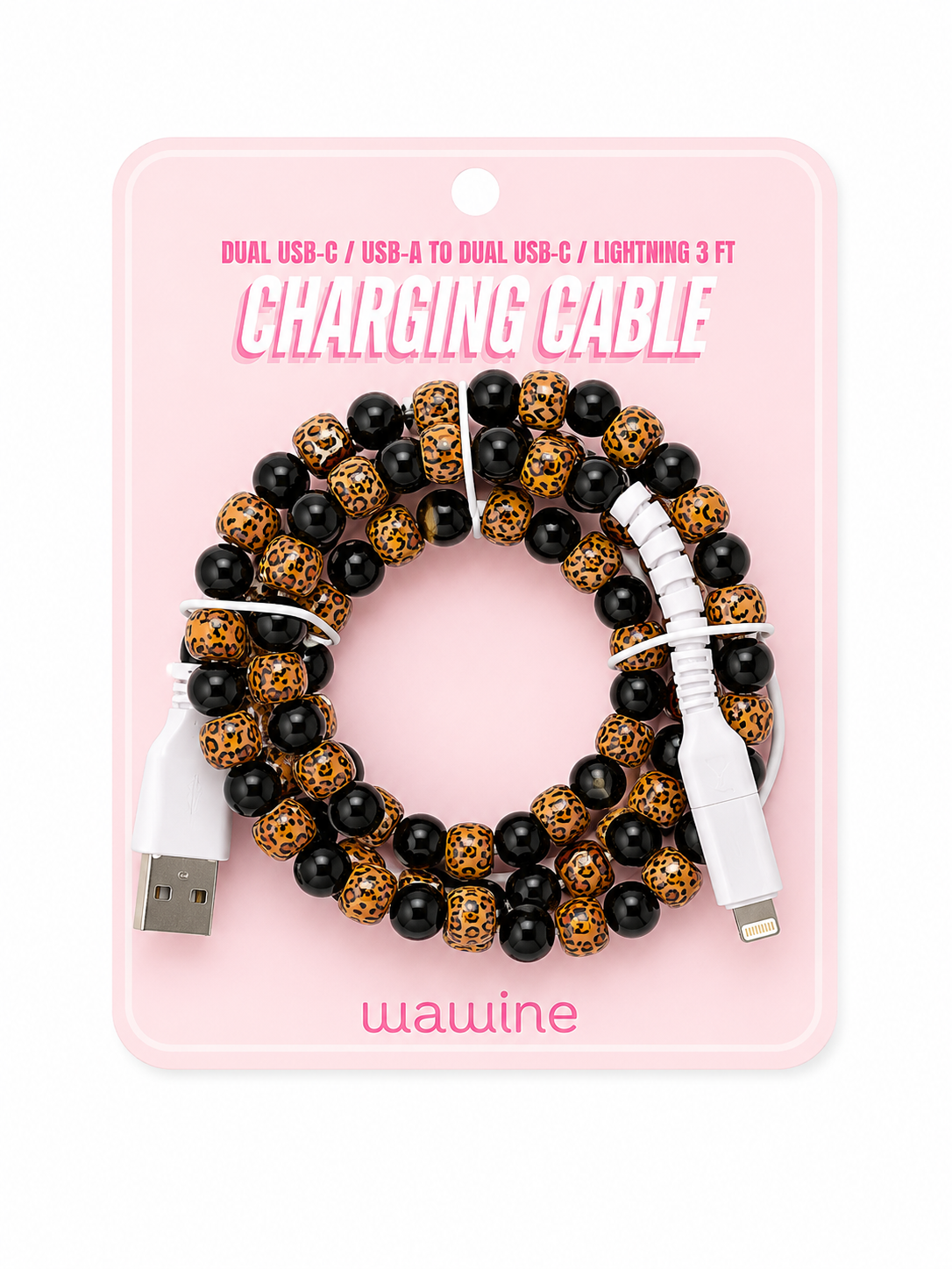 Leopard Beaded Phone Charger
