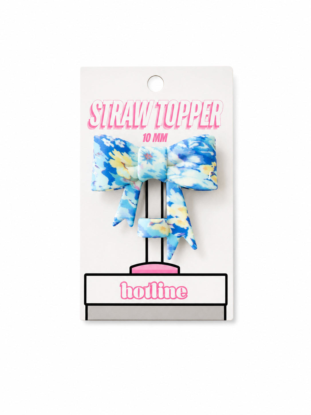 Blue Floral Straw Topper