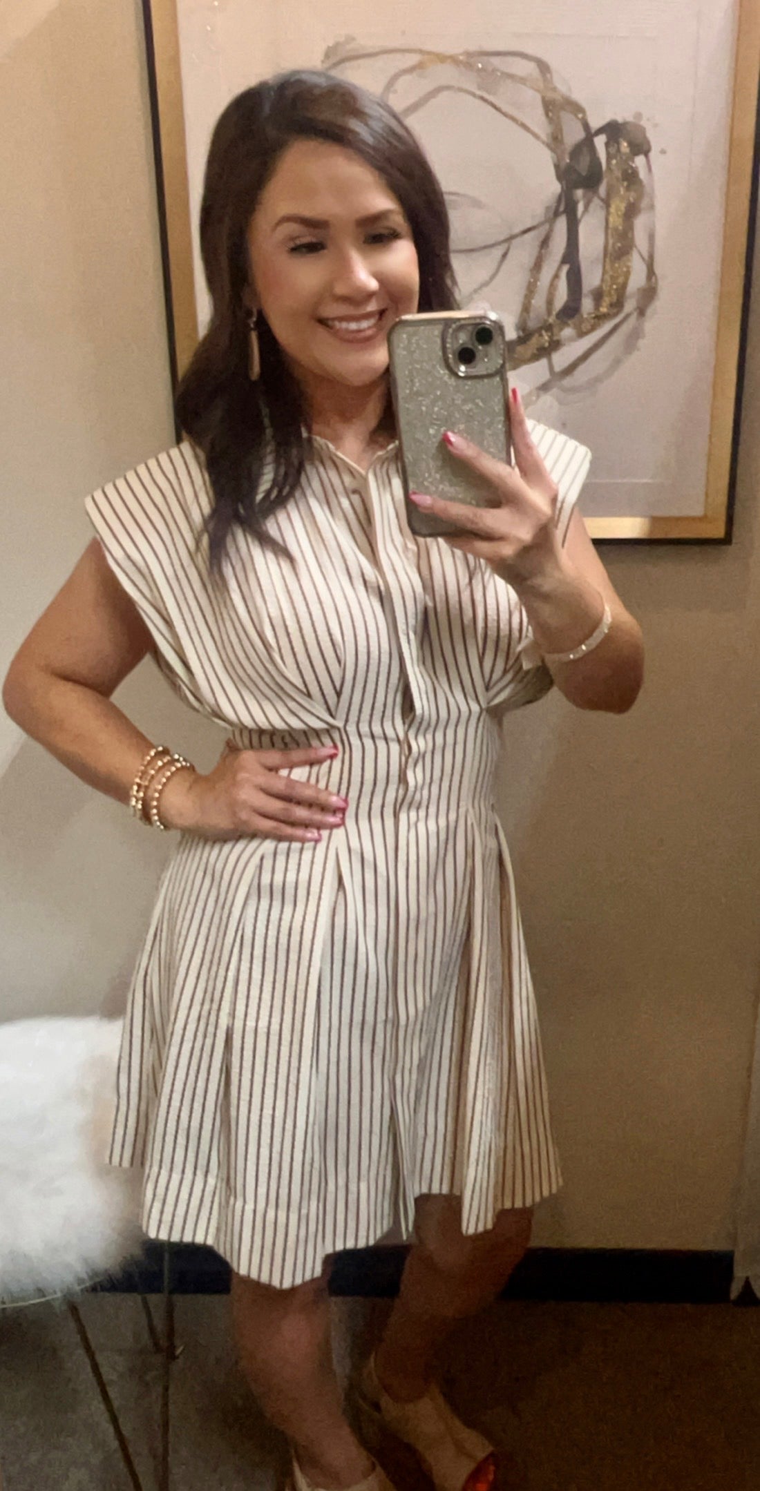 Mid Stripped Brown & Tan Dress