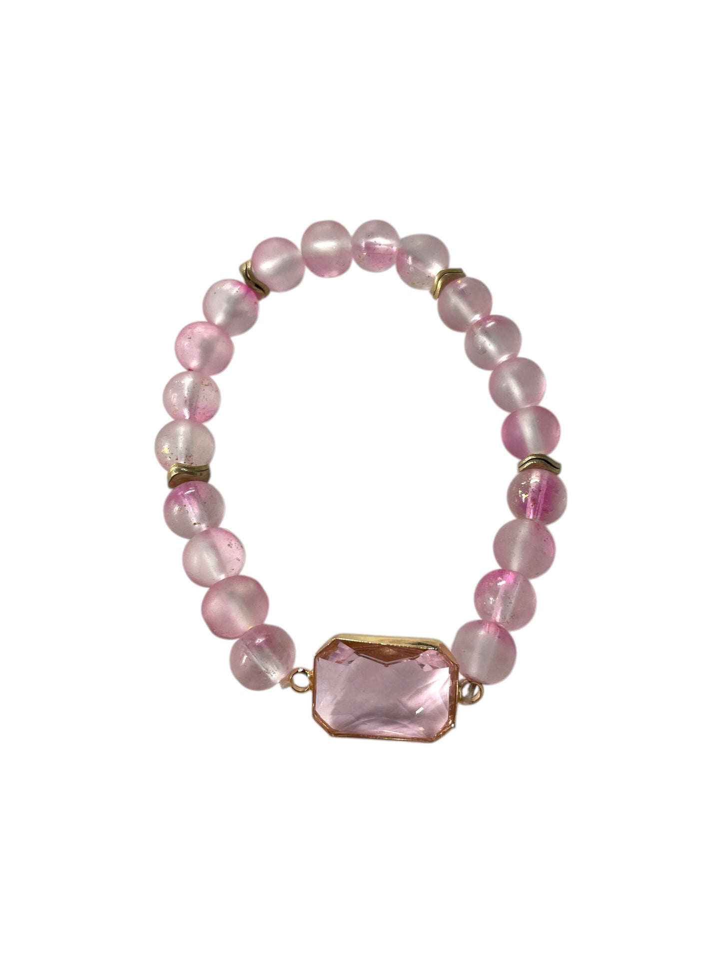 Pink Beaded Bracelet with Pink Rhinestone