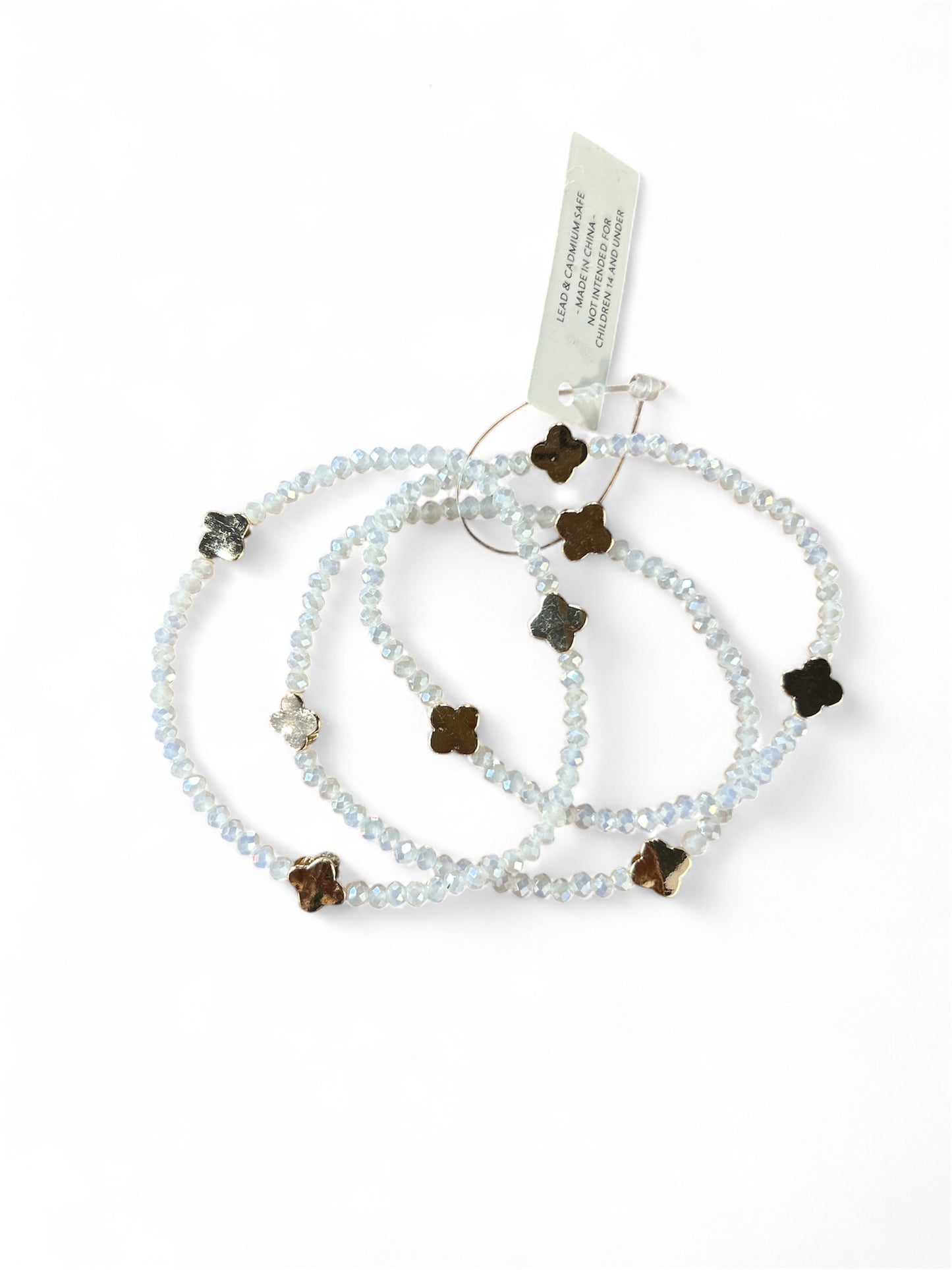 Stacked Beaded Golden Shamrock