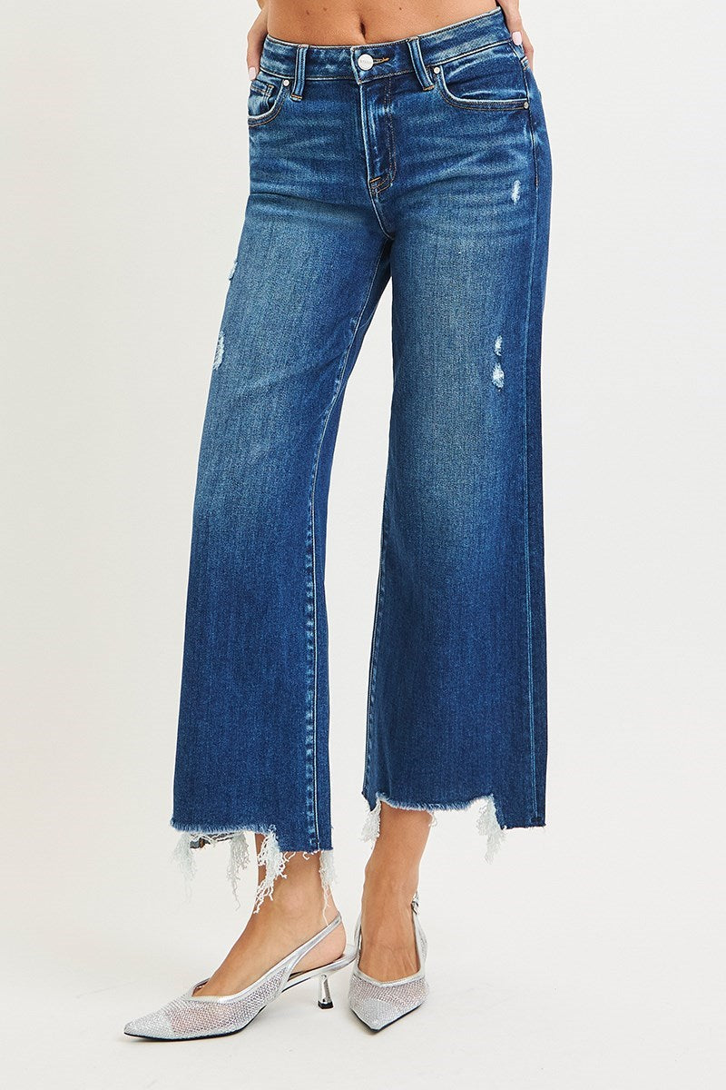 Dark Risen HR Crop Wide Leg Jeans
