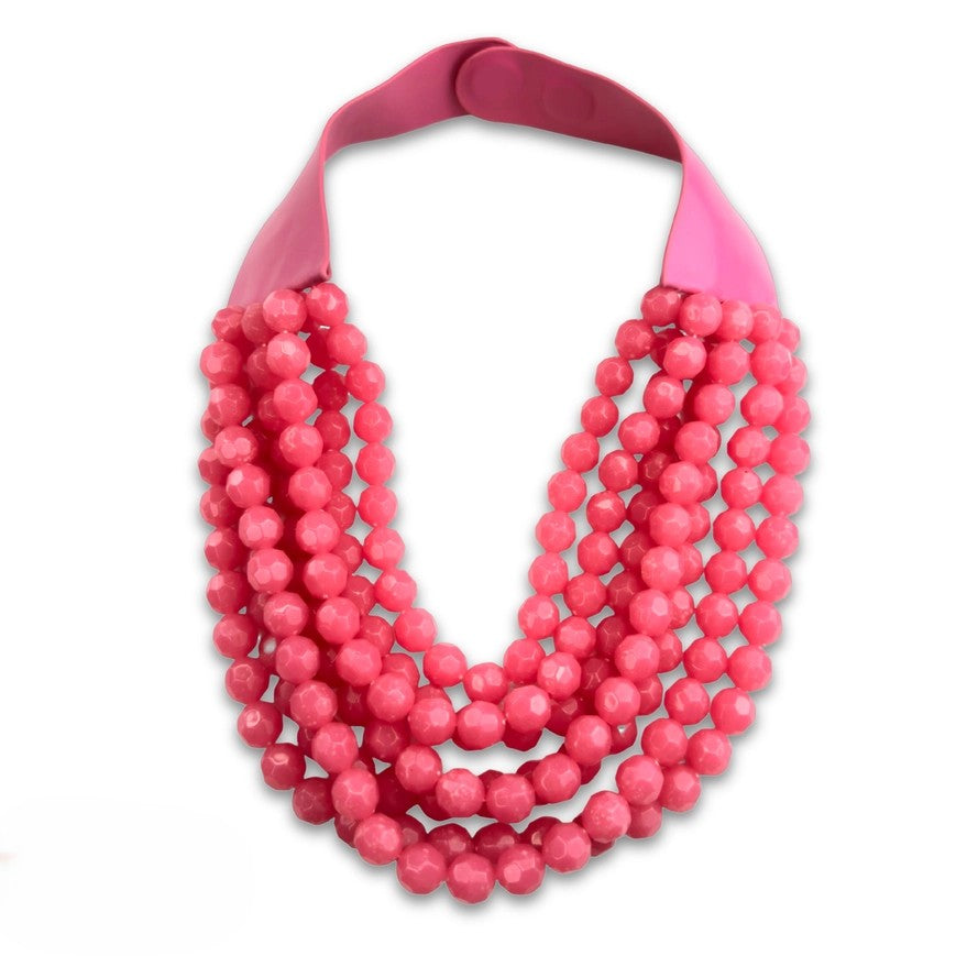 Multi-strand Fuchia Beaded Magnetic Necklace