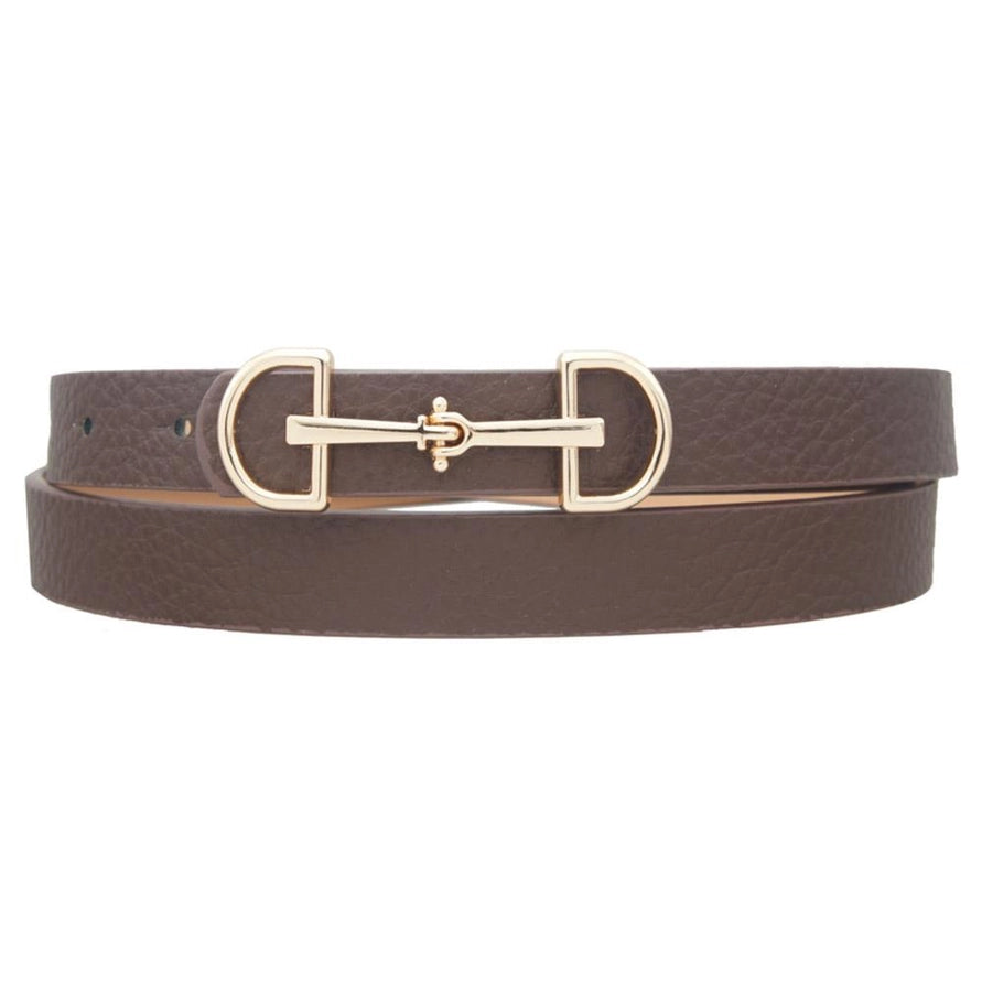 Brown Lux D Horse Bit Buckle Belt