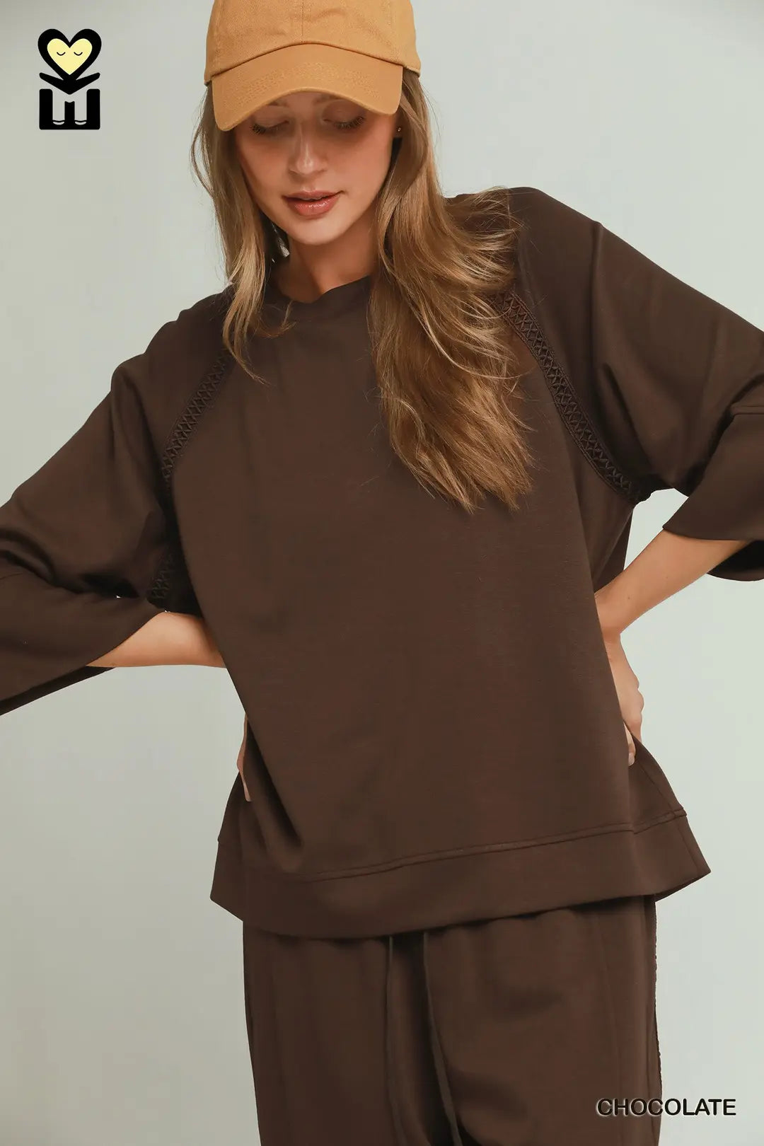 Brown Lace Trim Detailed Blouse