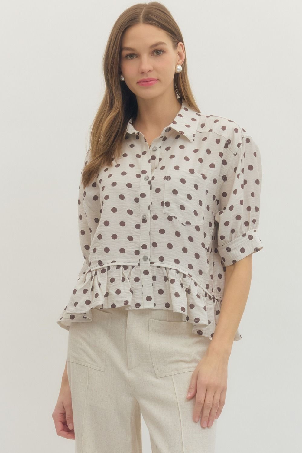 Cream Polka Dot Blouse