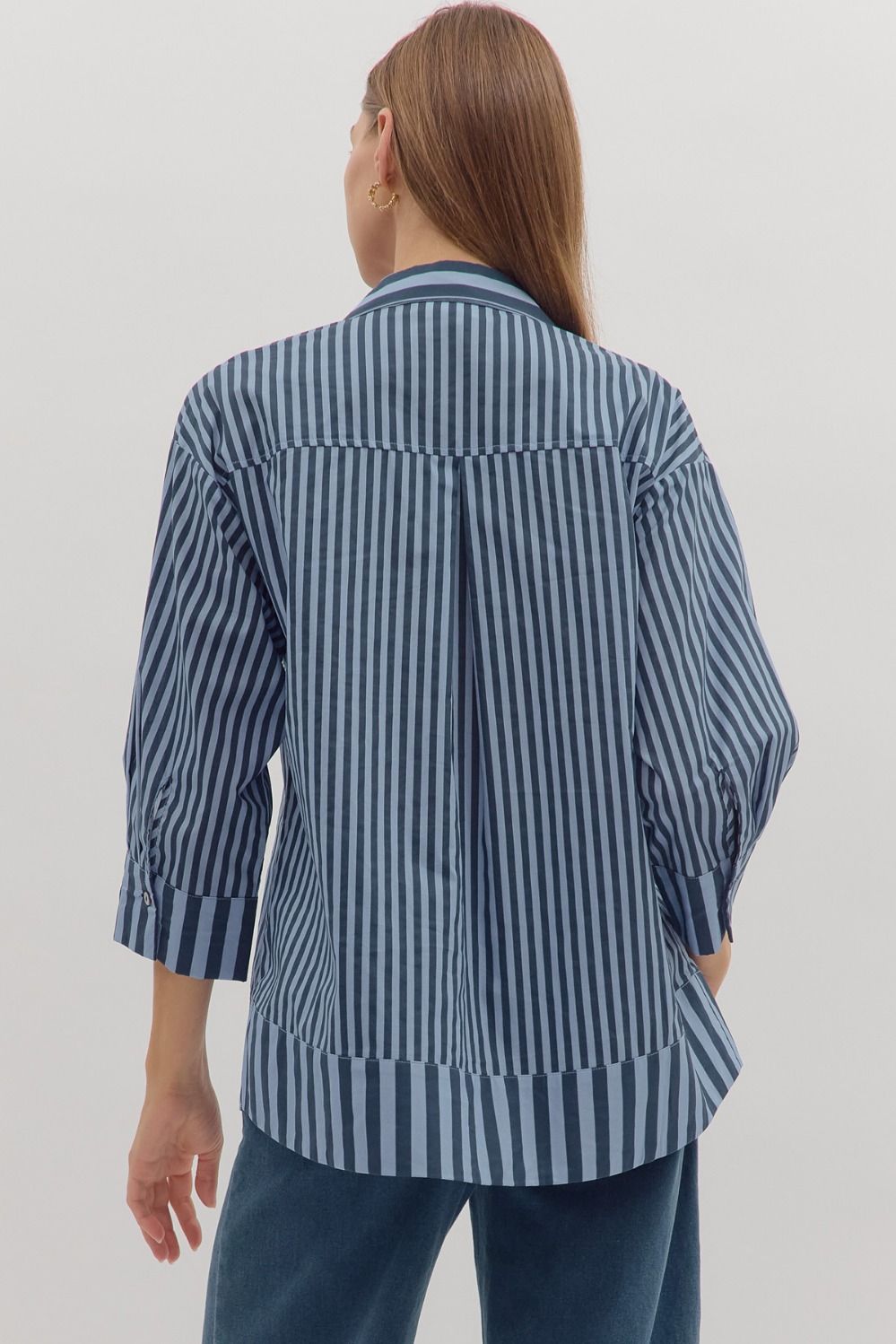 Navy Pearl Stripe Top