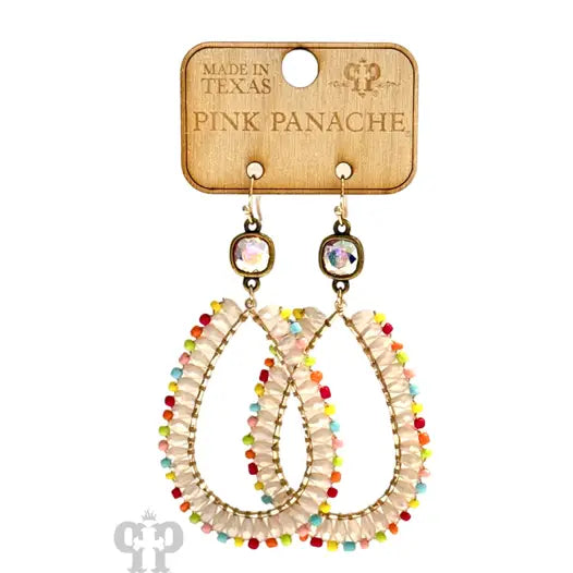 Teardrop Multi-Colored Beaded Earrings