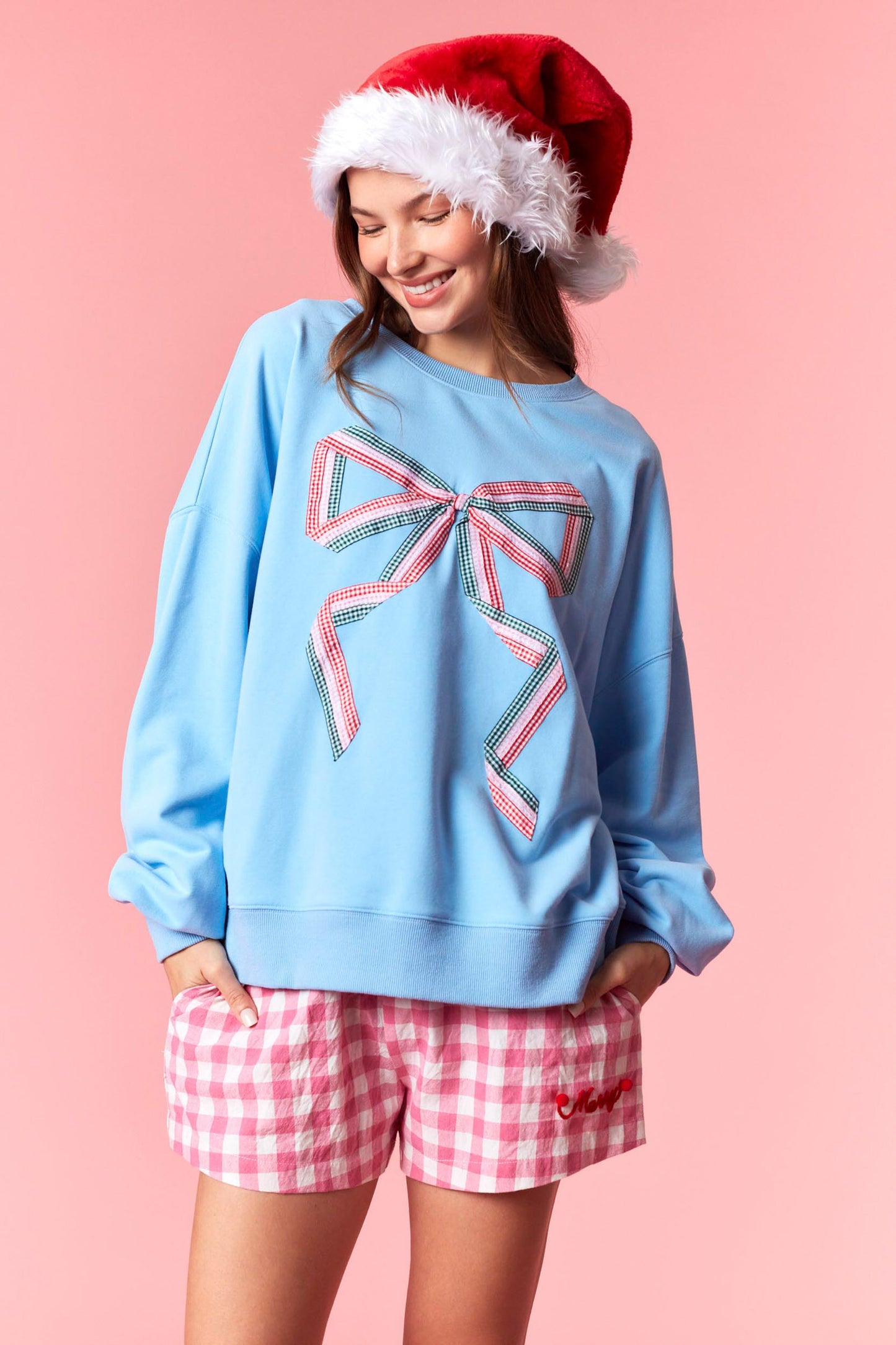 Gingham Bow Sweatshirt