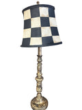 Checkered Black and White Antiqued Lamp