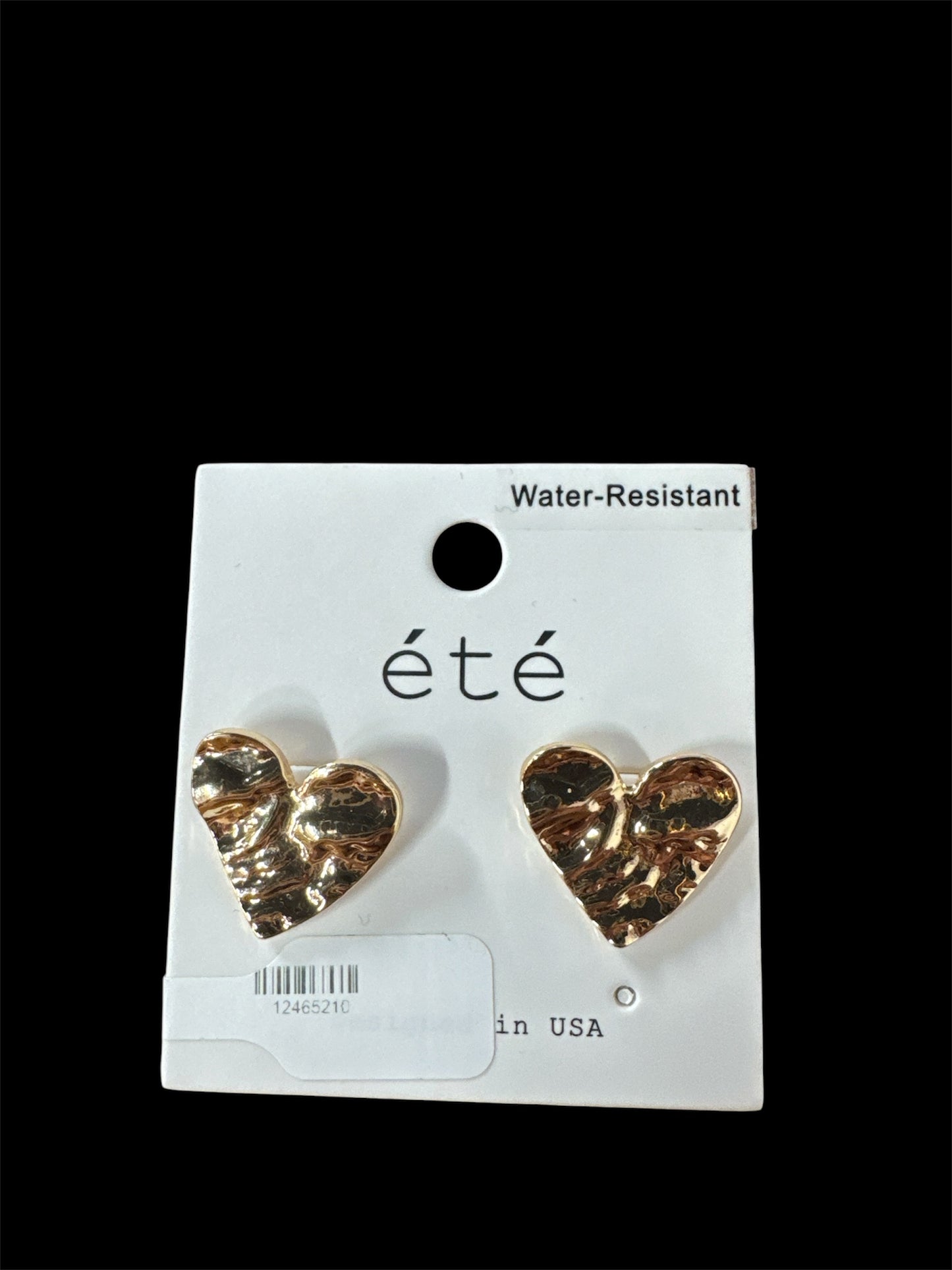 Gold Heart Shaped Hammered Earrings