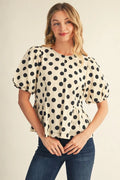 Puff Sleeve Polka Dot Blouse