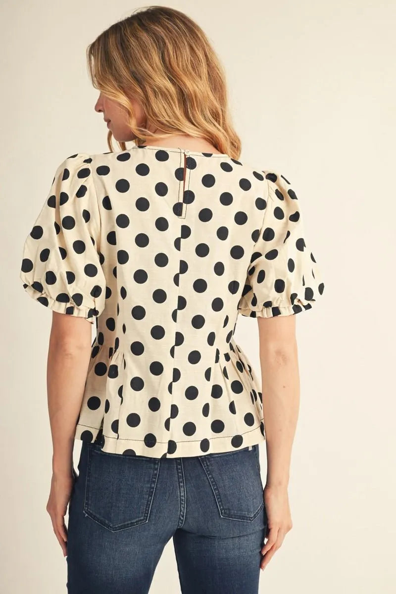 Puff Sleeve Polka Dot Blouse