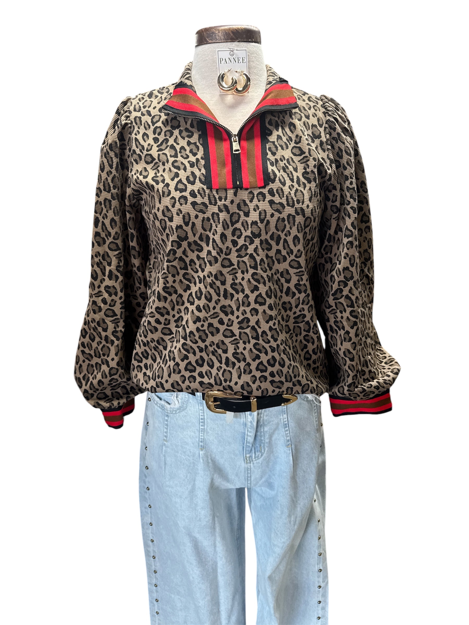 Long Sleeve Leopard Print Top