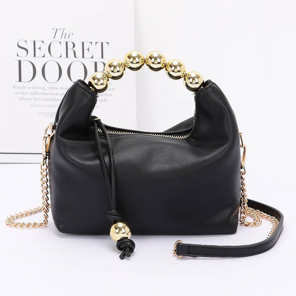 Faux Leather Ball Handle Bag