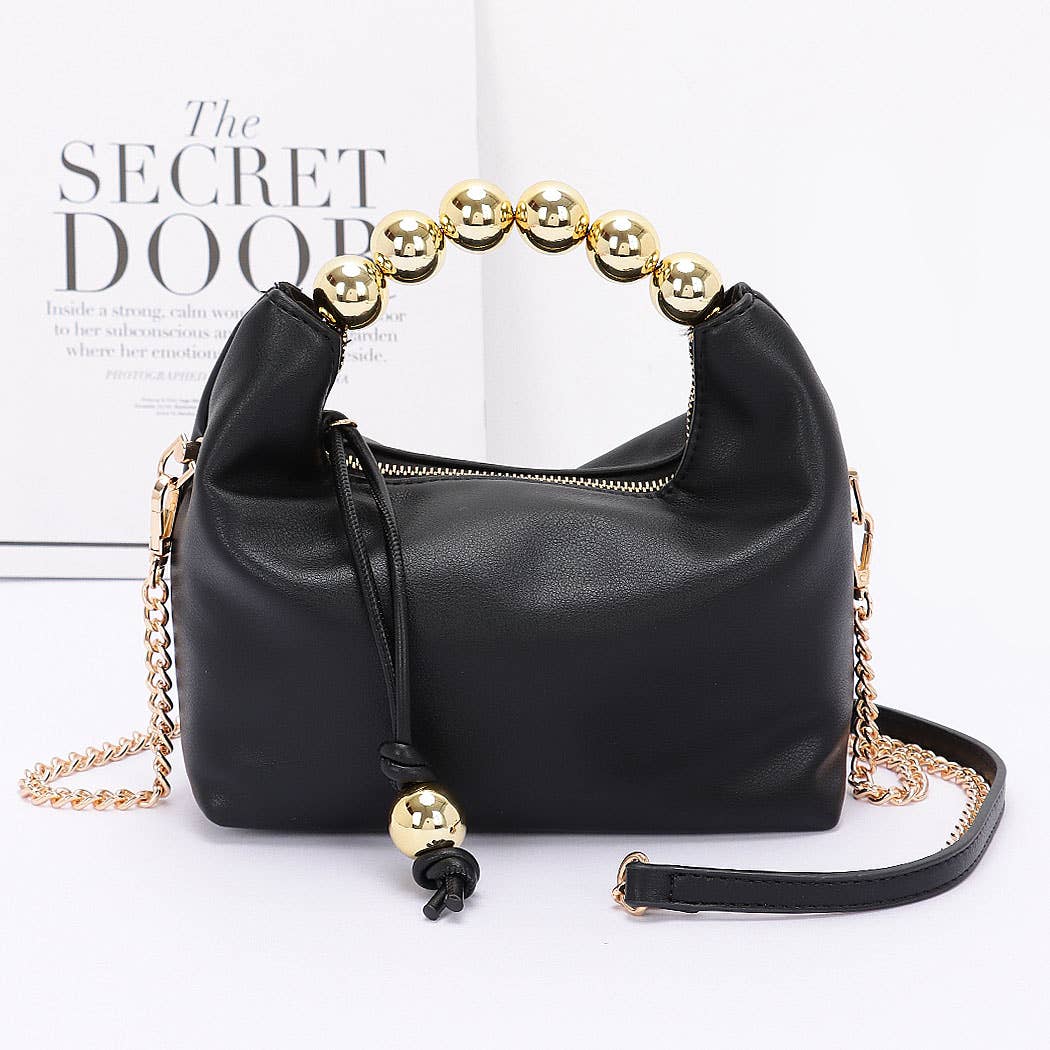 Faux Leather Ball Handle Bag