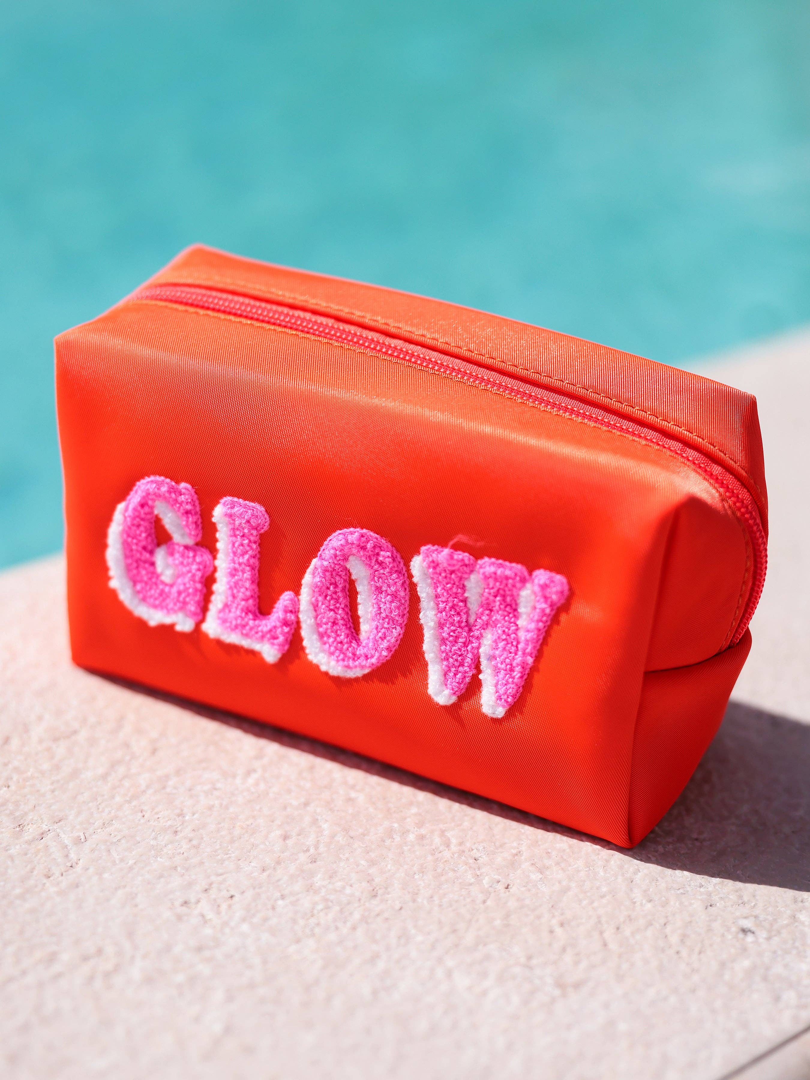 "GLOW" SMALL ZIP POUCH, TOMATO