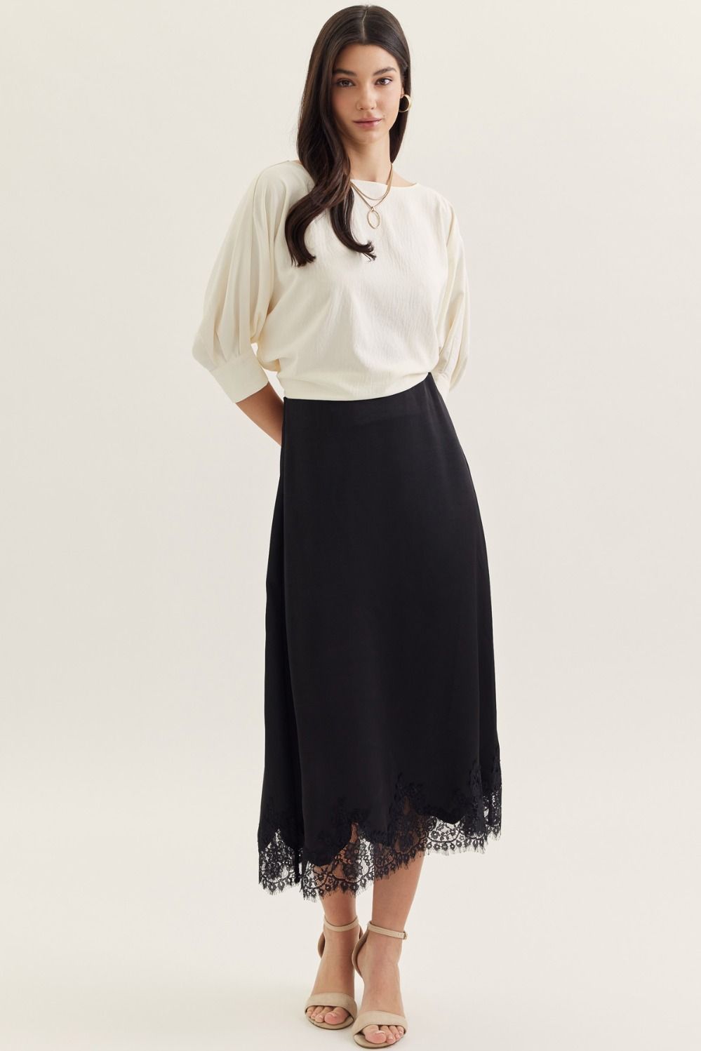 Black Skirt W/ Lace Trim