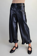 Pleather Ruffle Hem Pants