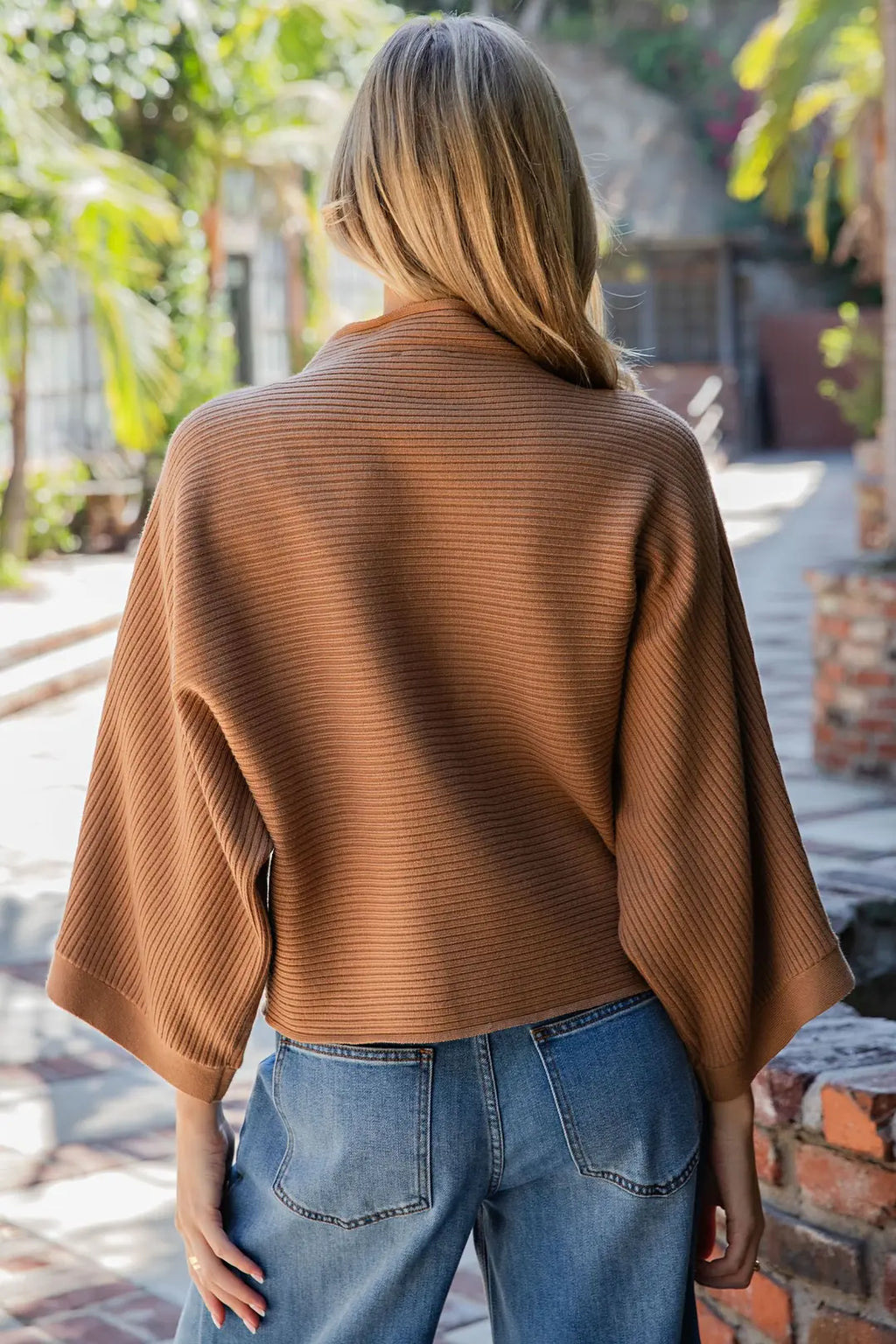 Coco Mock Neck Ribbed Knit Sweater