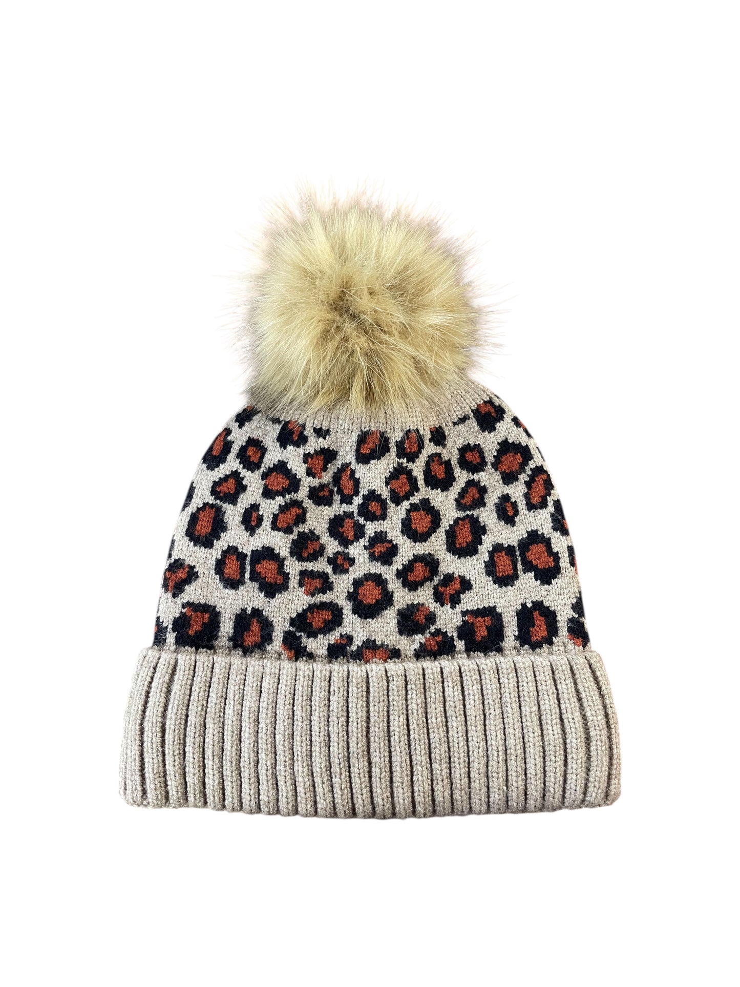 Leopard Print Pom Beanie