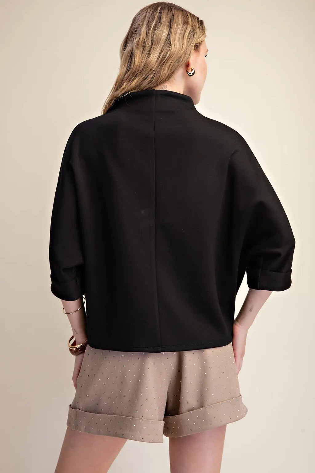 Mock-Neck 3/4 Sleeve Everyday Top