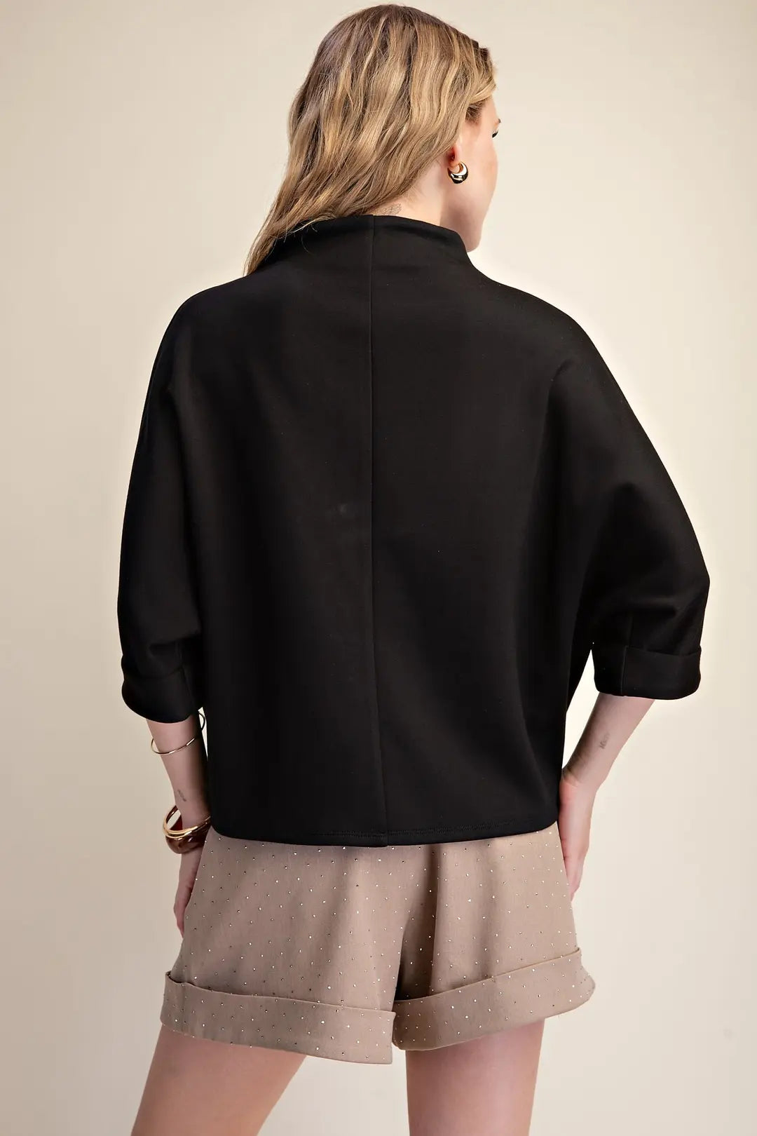 Mock-Neck 3/4 Sleeve Everyday Top