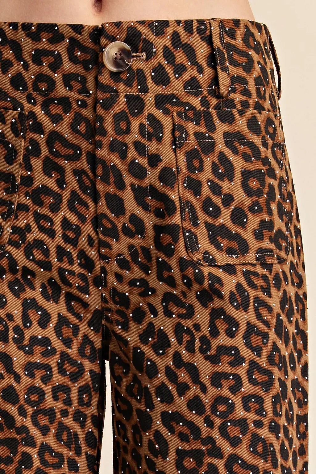 Leopard Colette Cropped Rhinestone Pants