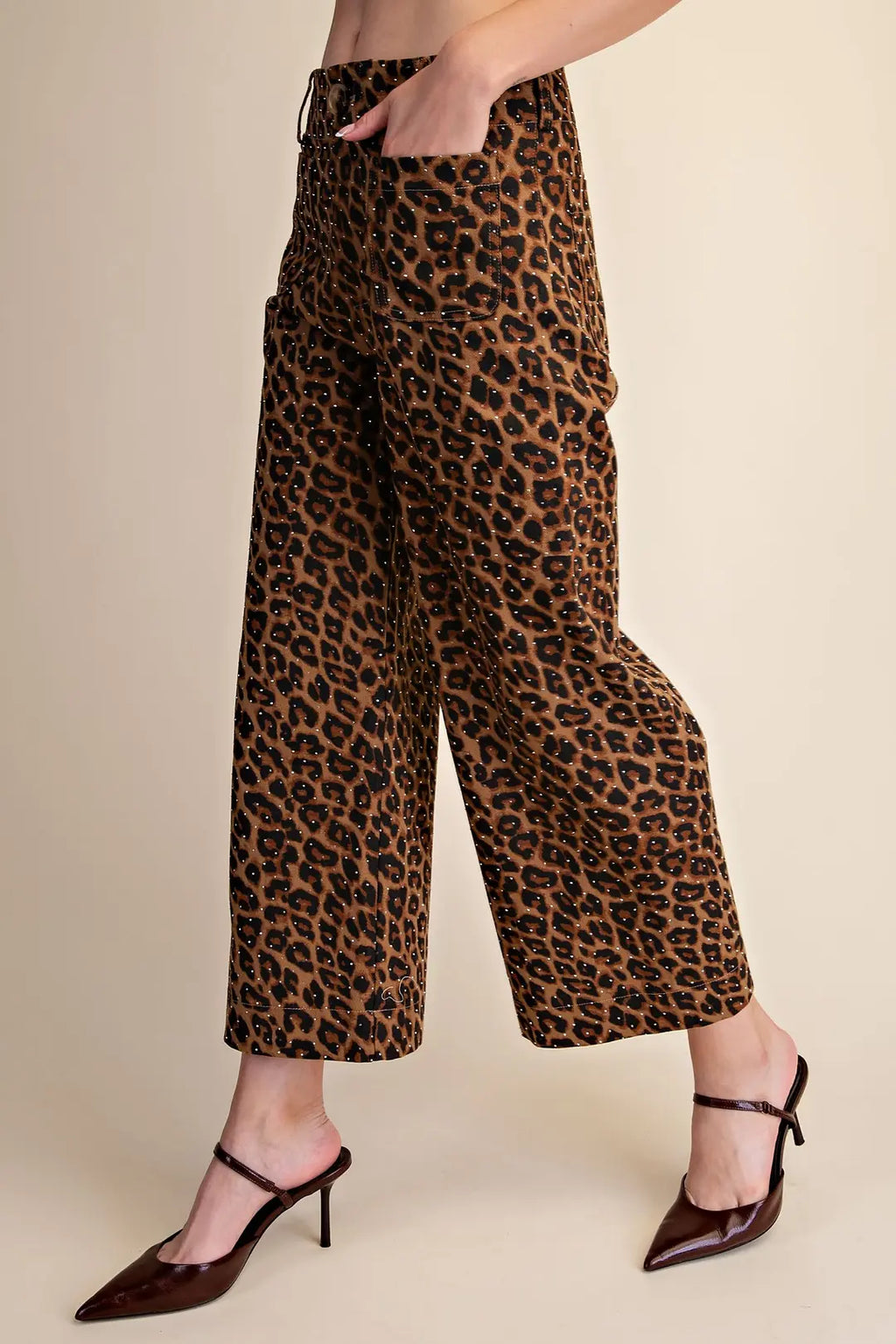 Leopard Colette Cropped Rhinestone Pants