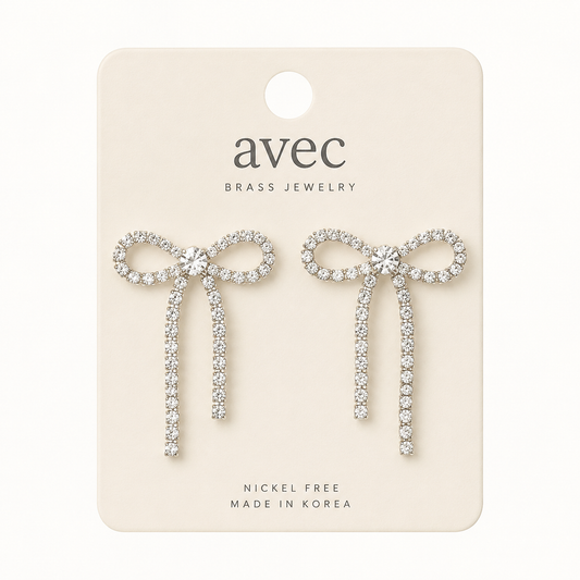 Silver Bling Bow Earrings
