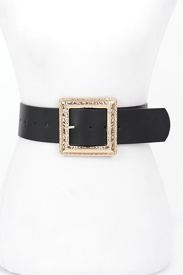 Black Gold Hammered Square Belt