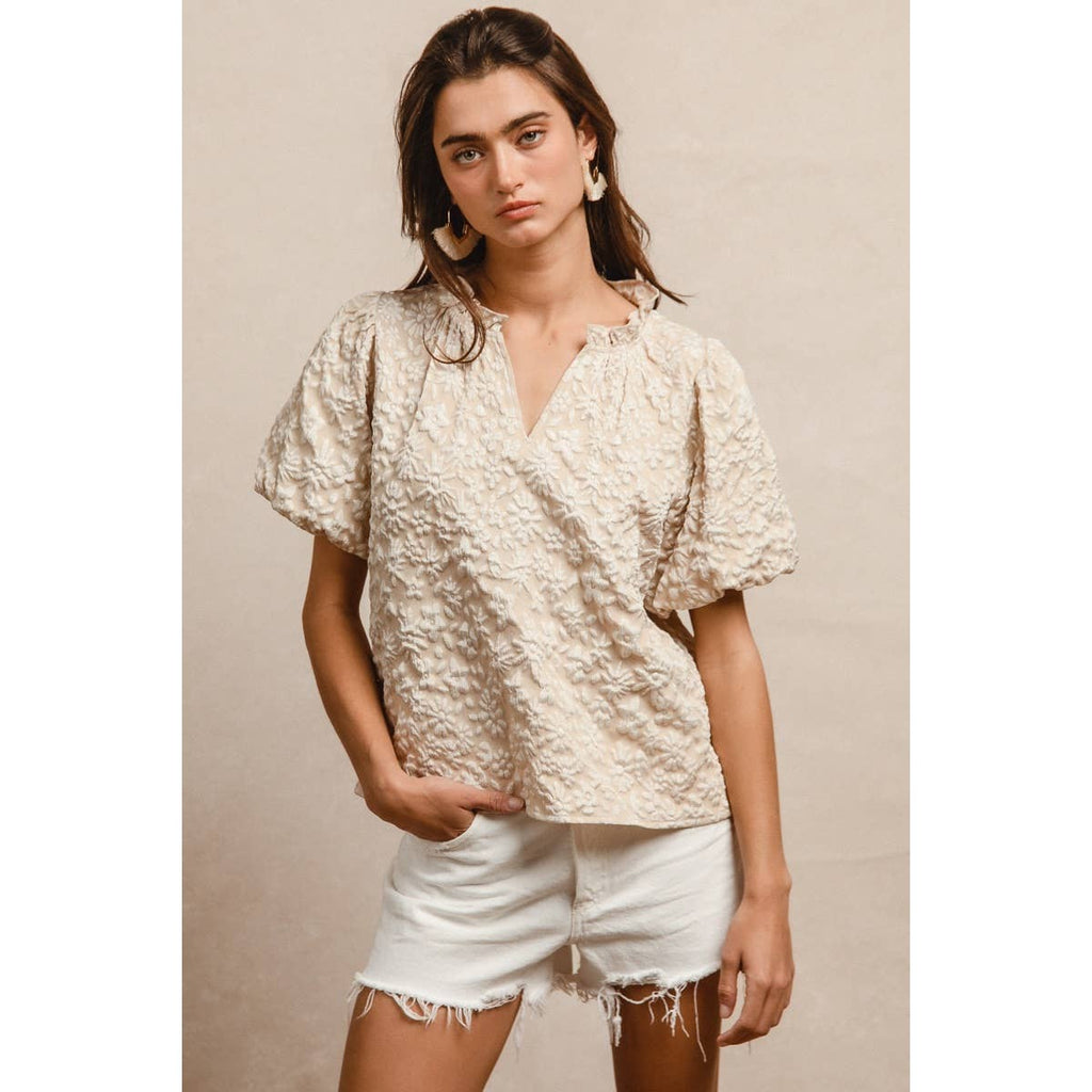 FLORAL PATTERN V-NECK TOP