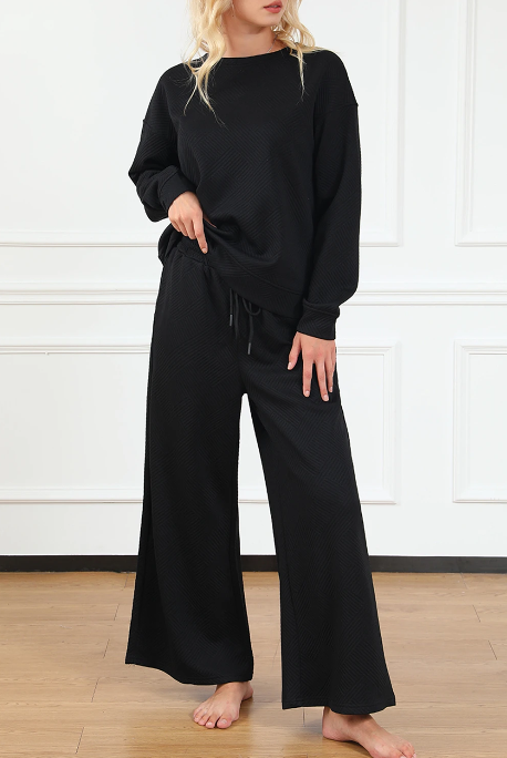 Black Textured Pant