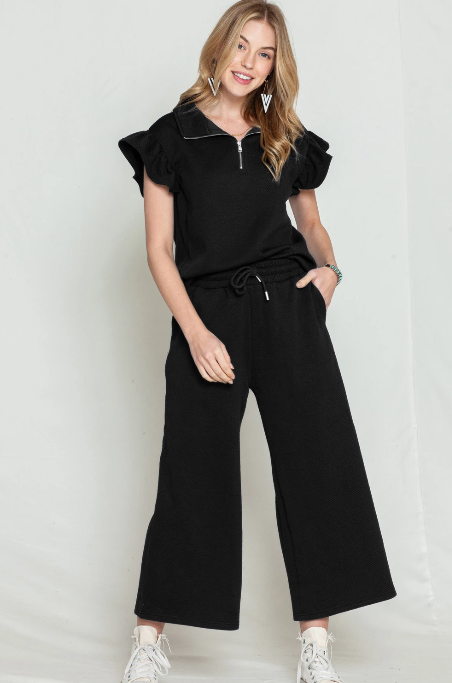 Wide Leg Lounge Pant Black