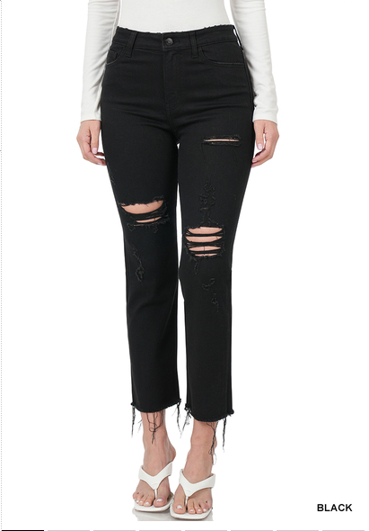 Zenana Black Distressed Jean