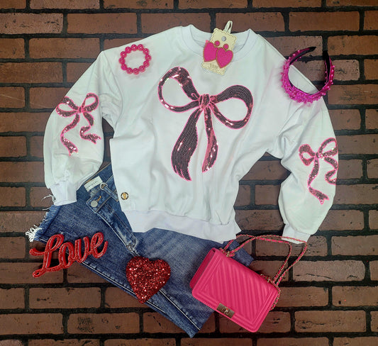 Pink Sequin Bow