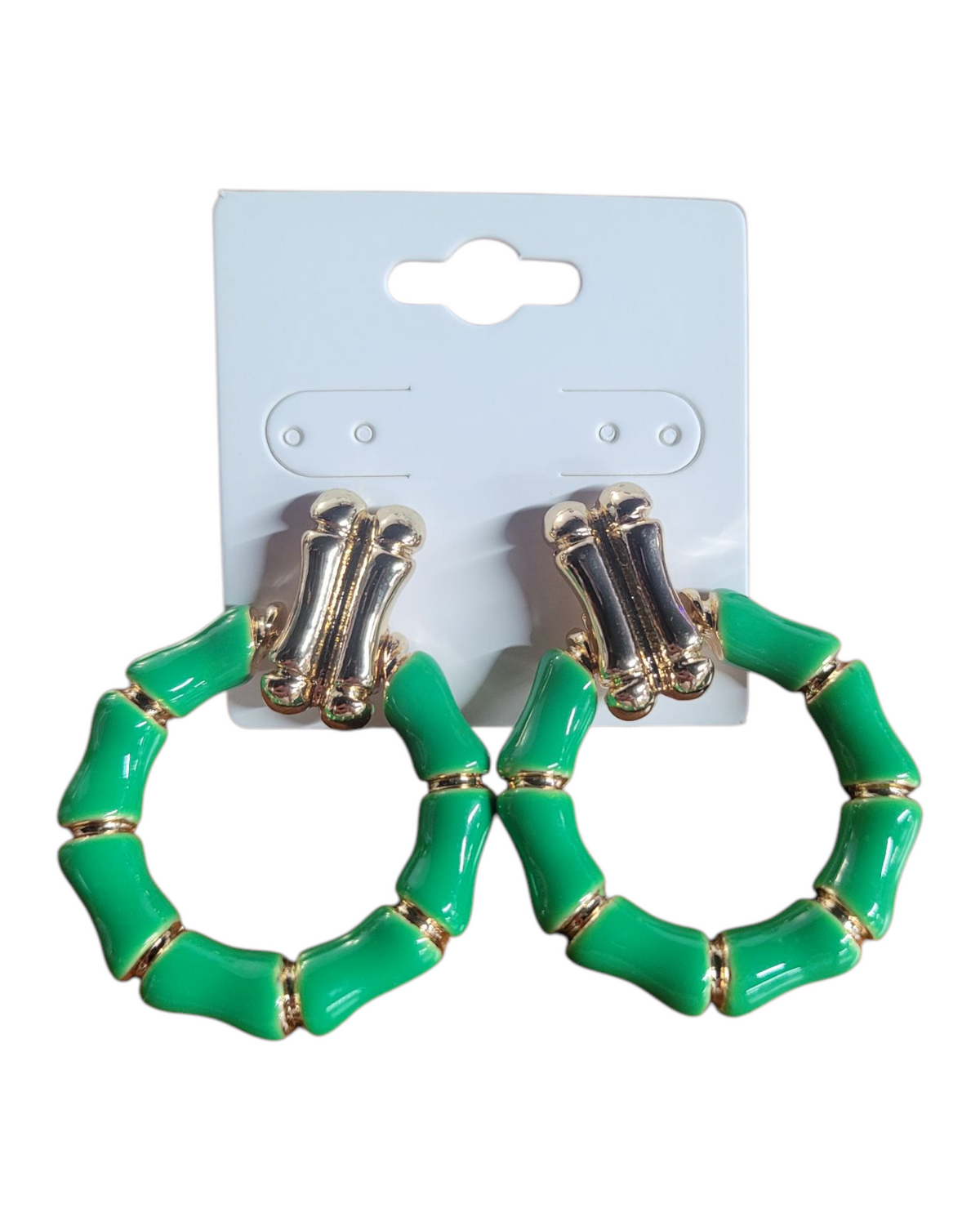 Green Enamel Earrings