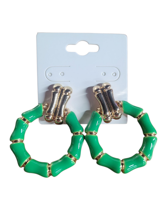 Green Enamel Earrings