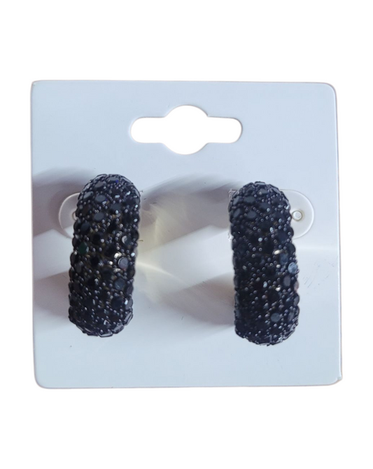 Black Rhinestone Hoops