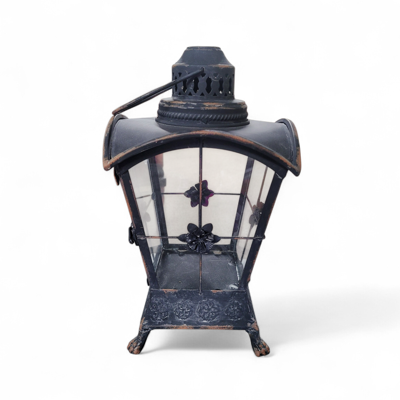 Metal & Glass Footed Lantern S