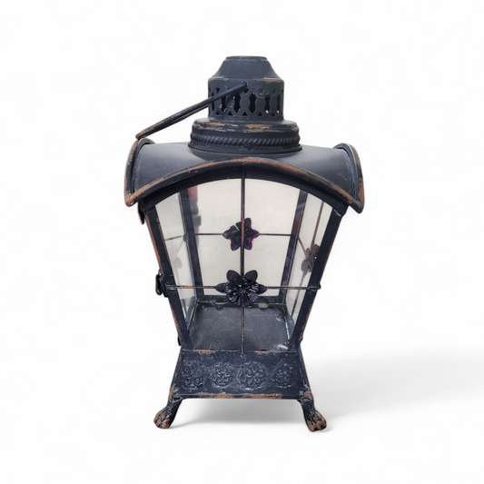Metal & Glass Footed Lantern S