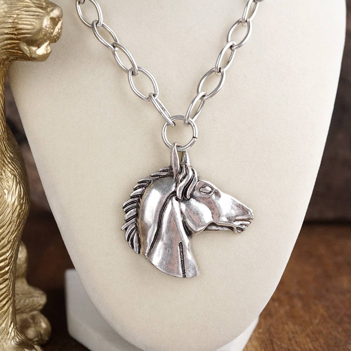 Sculpted Horse Pendant Necklace
